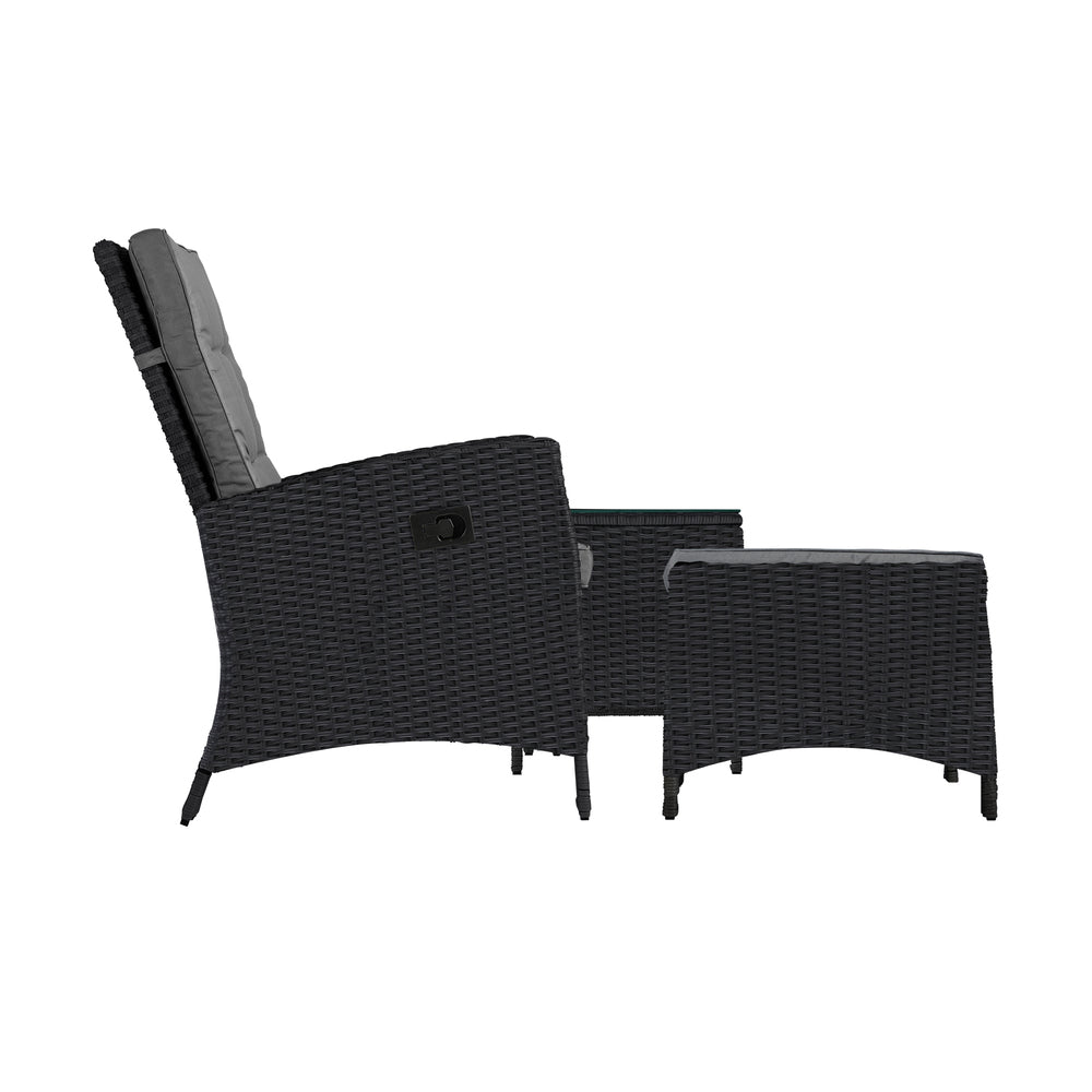 Recliner Chairs & Table Outdoor Furniture Wicker Sofa Patio Set Garden