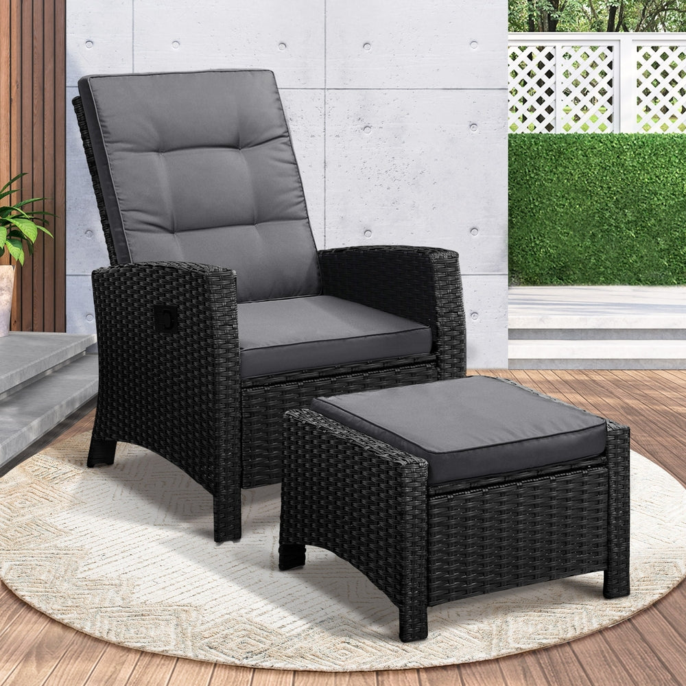 Elevate Your Outdoor Experience with Luxurious Wicker Sun Lounge Sofas-Black\Grey