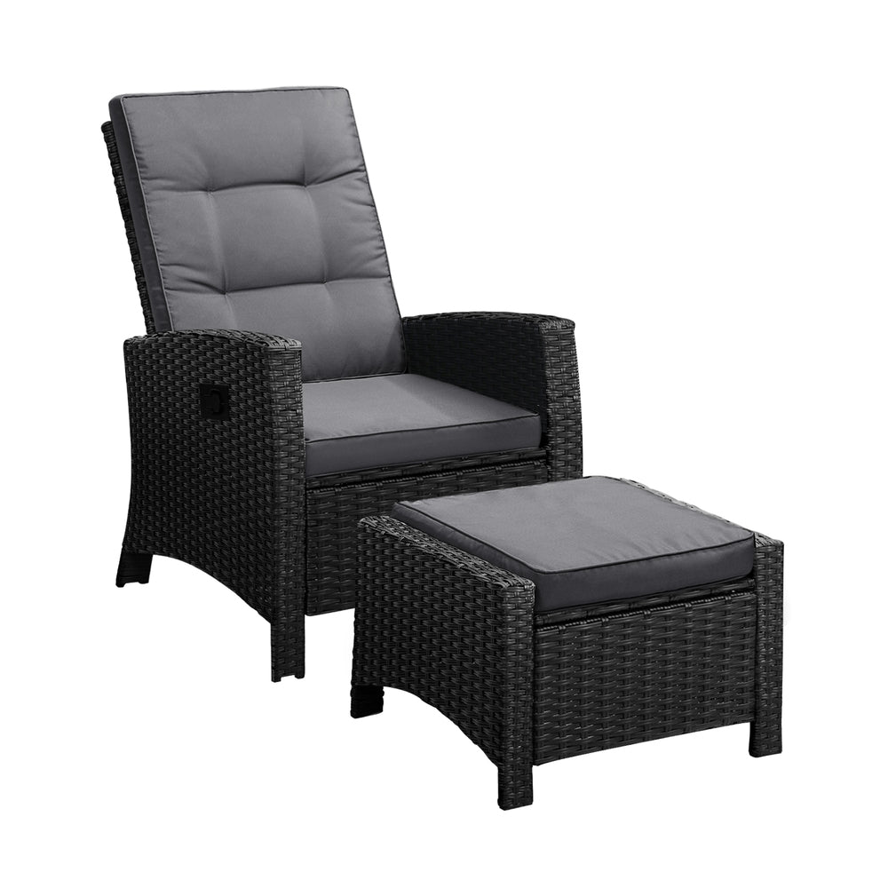 Elevate Your Outdoor Experience with Luxurious Wicker Sun Lounge Sofas-Black\Grey