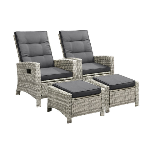 Recliner Chairs Outdoor Sun Lounger Setting Wicker Sofa Patio Furniture