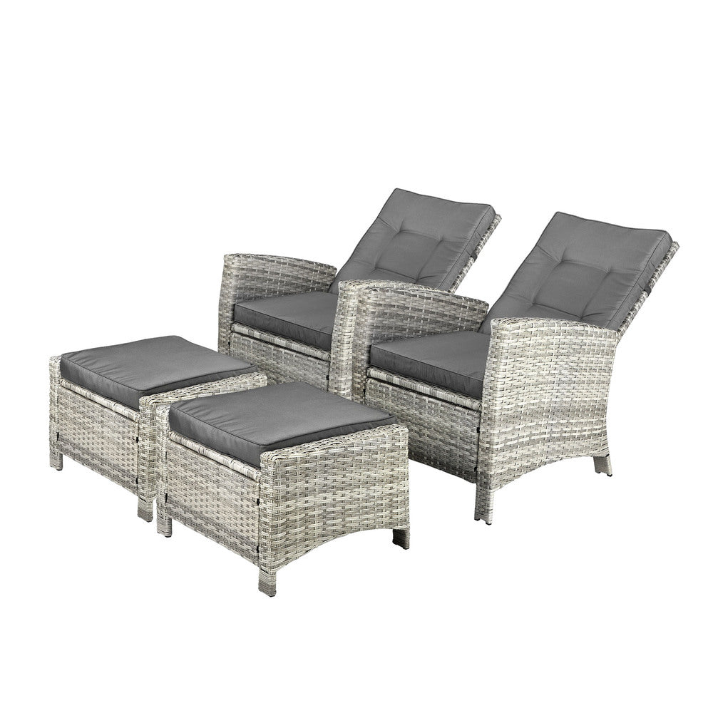 Recliner Chairs Outdoor Sun Lounger Setting Wicker Sofa Patio Furniture