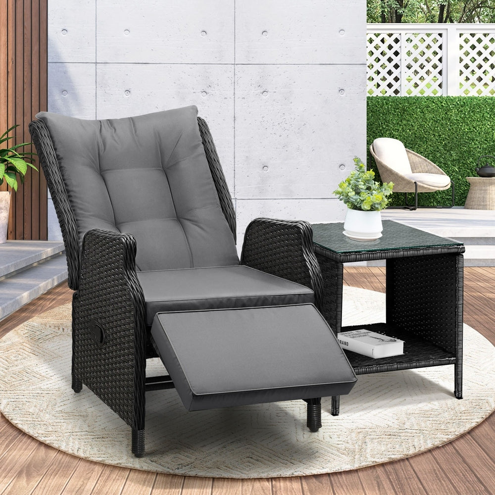 Outoodr Recliner Chair & Table Sun Lounge Outdoor Furniture Patio Setting