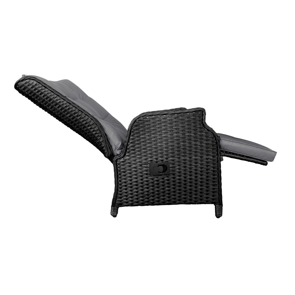 Outoodr Recliner Chair & Table Sun Lounge Outdoor Furniture Patio Setting