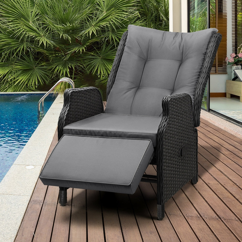 Sun Lounge Recliner Chairs Outdoor Furniture Patio Wicker Sofa 2 Piece