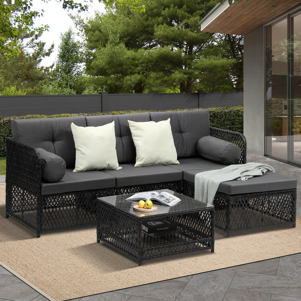 Outdoor Furniture Lounge Setting 4 Seater Wicker Sofa Set