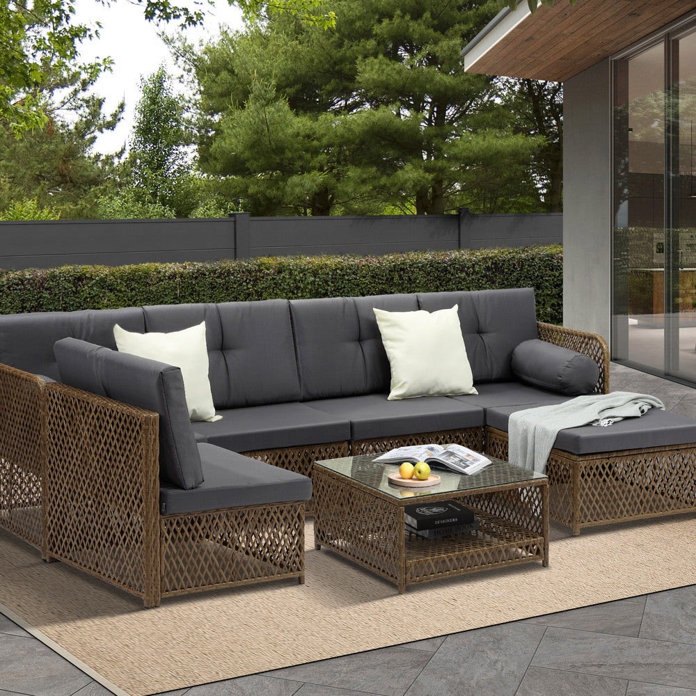 Outdoor Sofa Set 4/6 Seater Wicker Rattan Lounge Setting