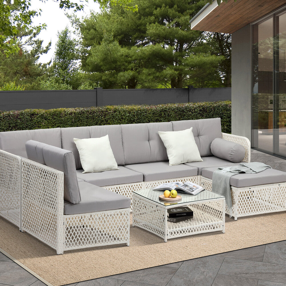 Outdoor Furniture Lounge Setting 6 Seater Wicker Sofa Set