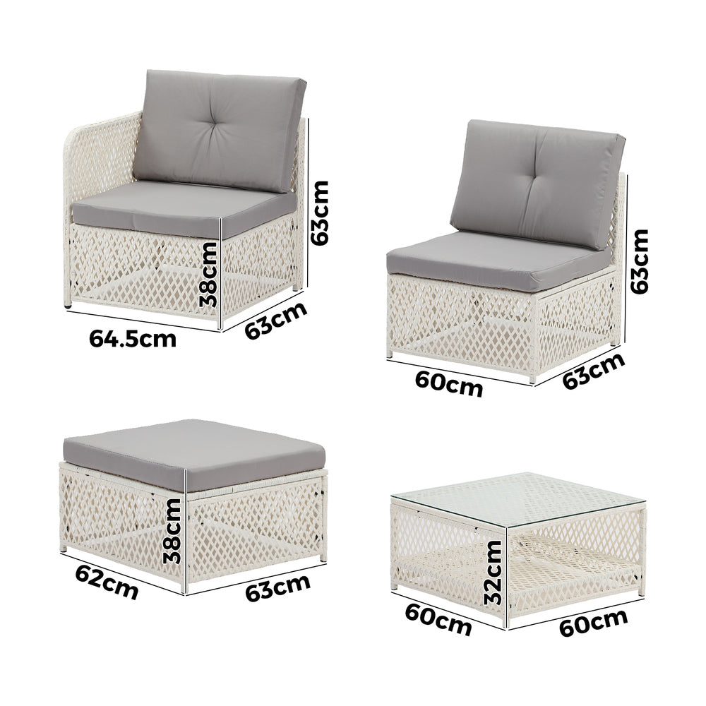 Outdoor Sofa Set 6 Seater Wicker Rattan Lounge Setting