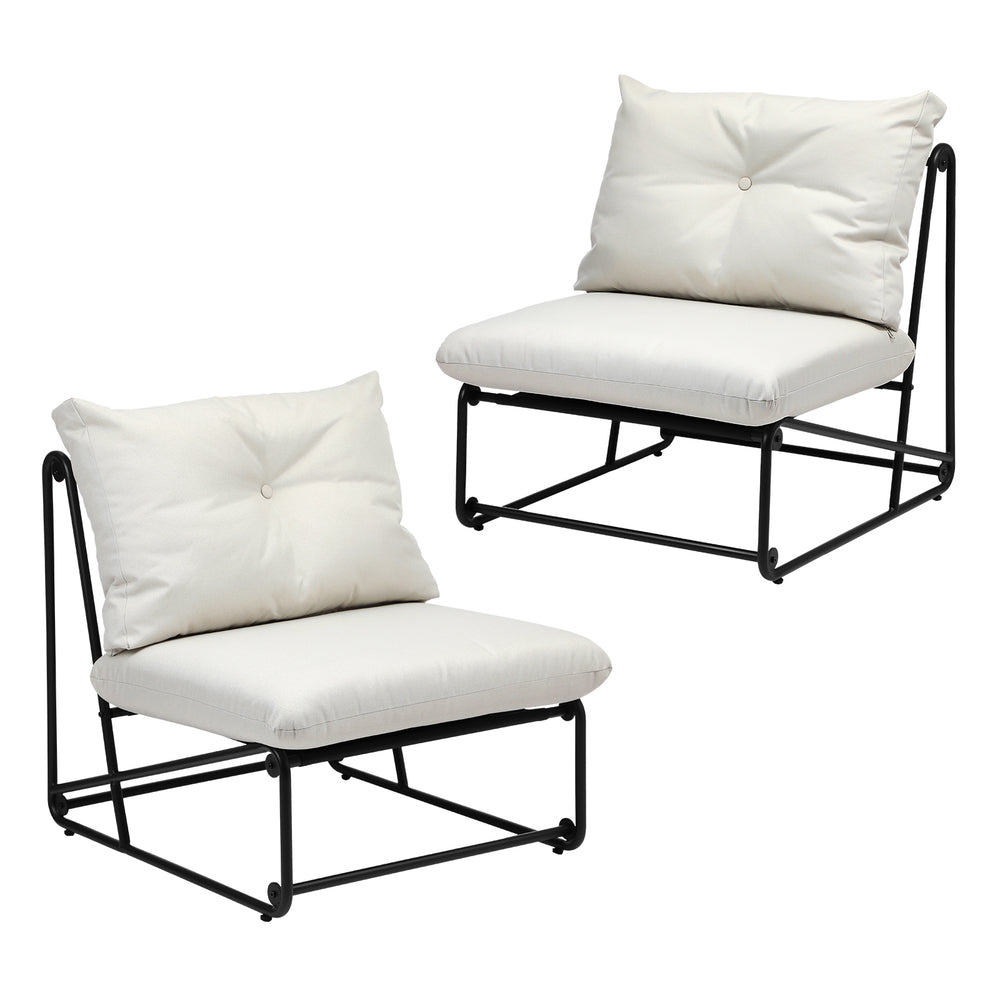 2PCS Outdoor Dining Chairs Patio Sofa Lounge Chair Grey