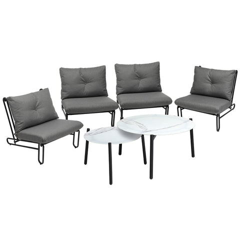 8PCS Outdoor Sofa Set Coffee Table with Chairs Grey