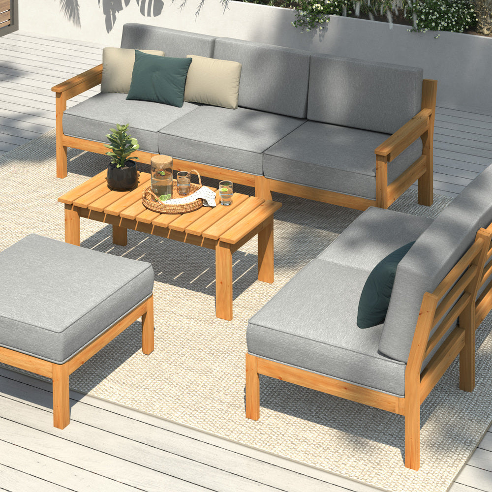 Outdoor Sofa Set Wooden Patio Set 7-Piece