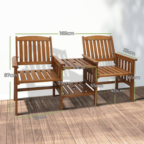 Wooden Garden Bench Chair & Table Loveseat Outdoor Furniture Patio