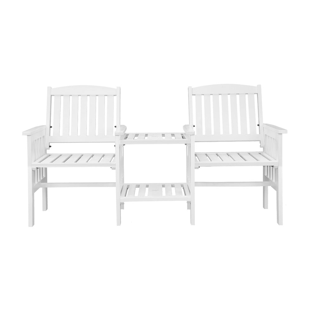 Wooden Garden Bench 2 Seat Chair & Table Outdoor Park Patio Furniture