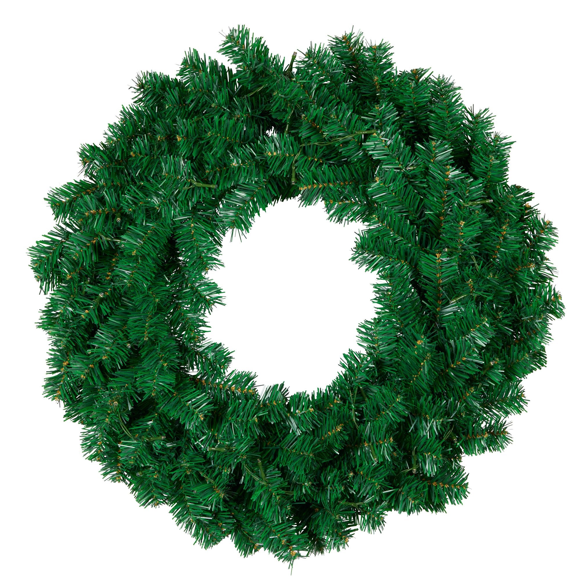 Green Pre-Lit Christmas Wreath - 61cm