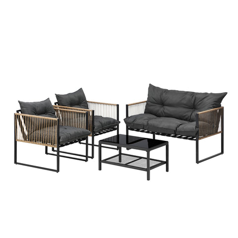 4 Piece Outdoor Furniture Setting Garden Patio Lounge Sofa Table Chairs