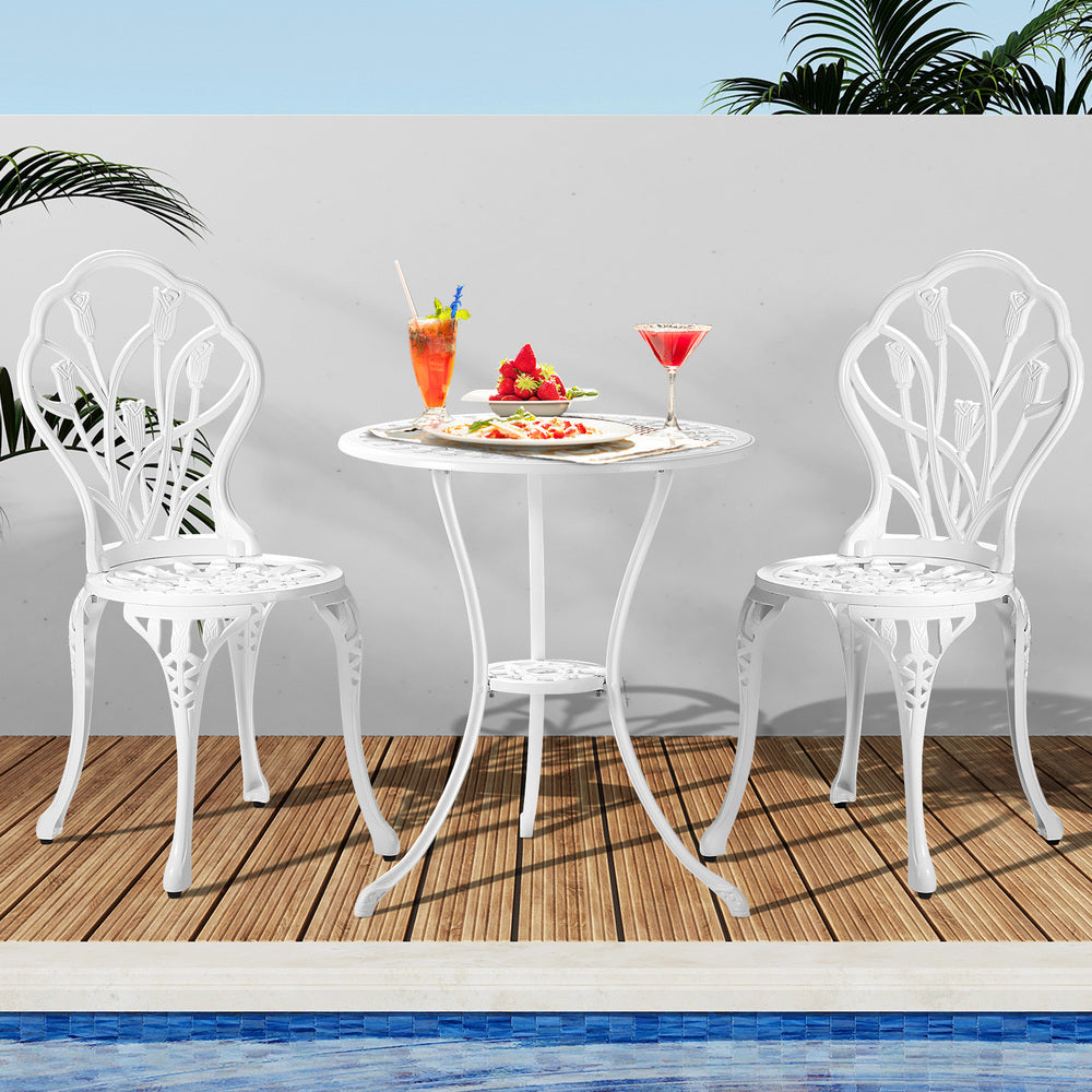 3 Piece Outdoor Furniture Setting Chairs Table Bistro Patio Dining Set