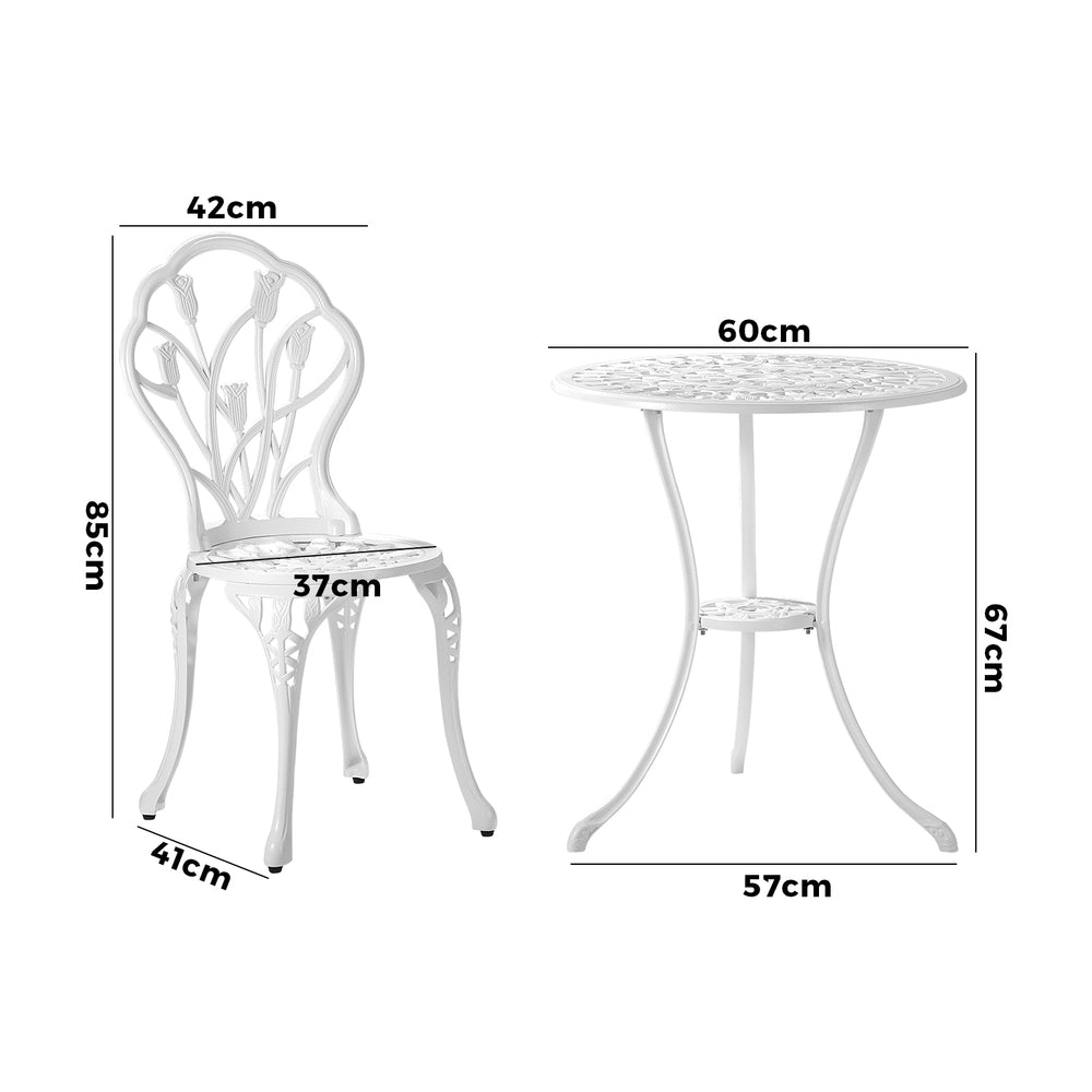 3 Piece Outdoor Furniture Setting Chairs Table Bistro Patio Dining Set