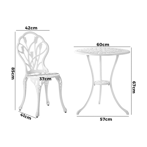 3 Piece Outdoor Furniture Setting Chairs Table Bistro Patio Dining Set