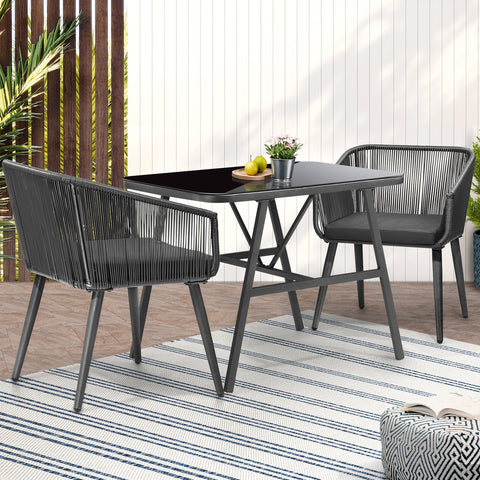 Outdoor Dining Setting 3 Piece Lounge Patio Furniture Table Chairs Set