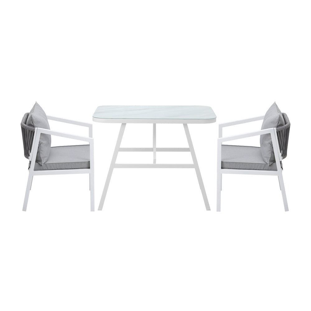 3PCS Outdoor Dining Set with Marble-style Table