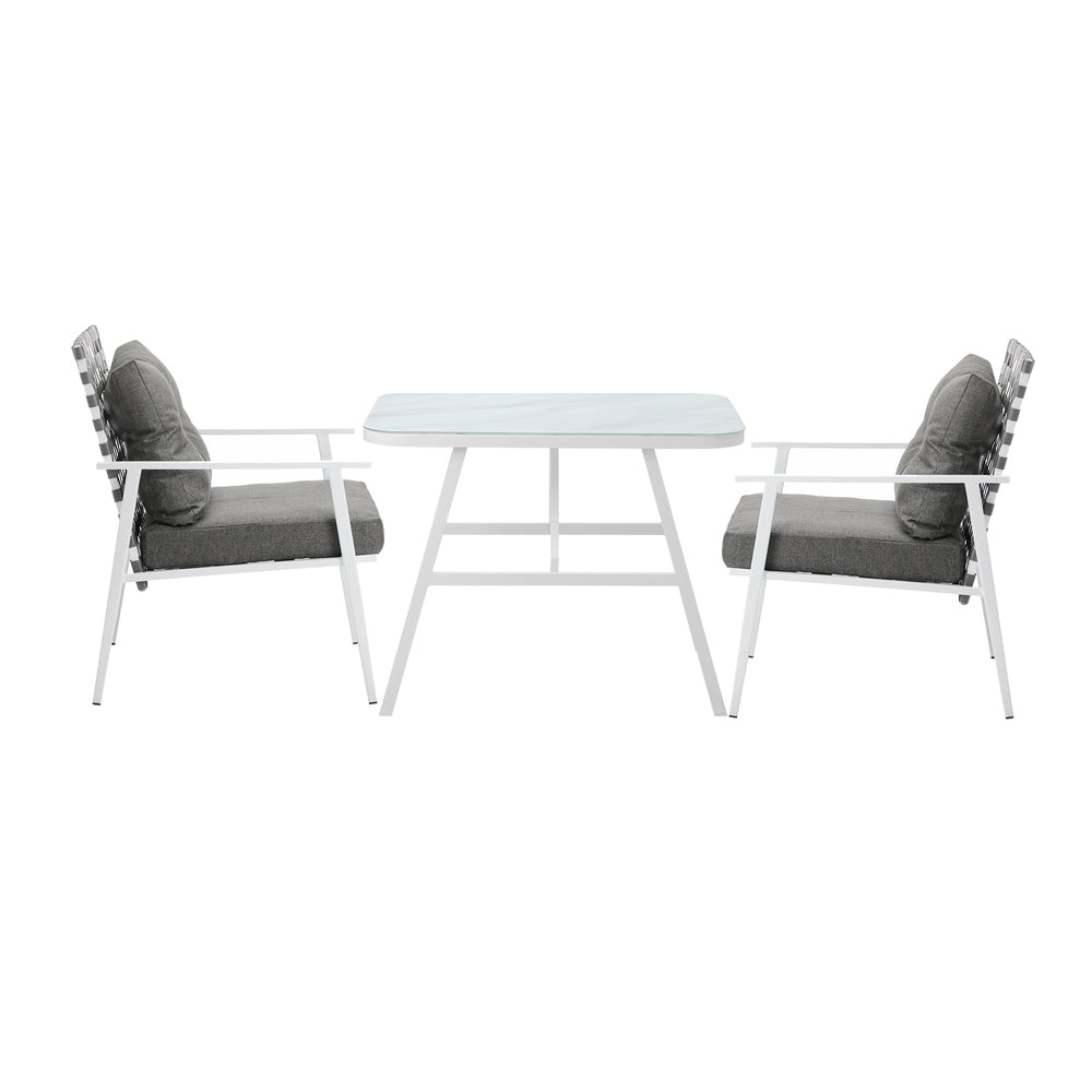 Outdoor Dining Set Rattan Chair Marble-style Table