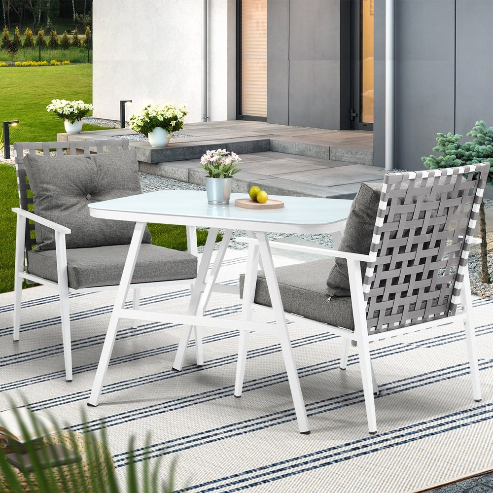 Outdoor Dining Set Rattan Chair Marble-style Table