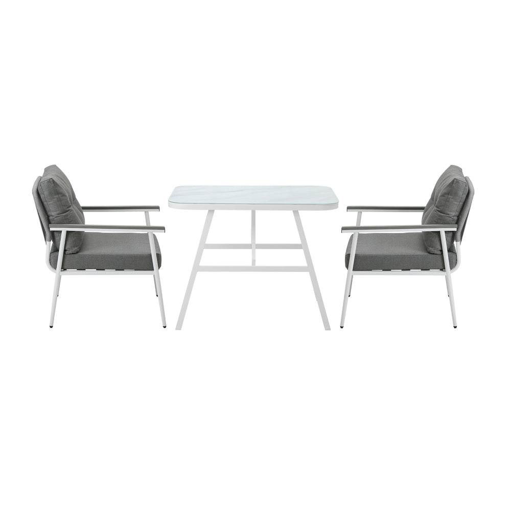 Outdoor Dining Set Marble-style Table 3 Piece