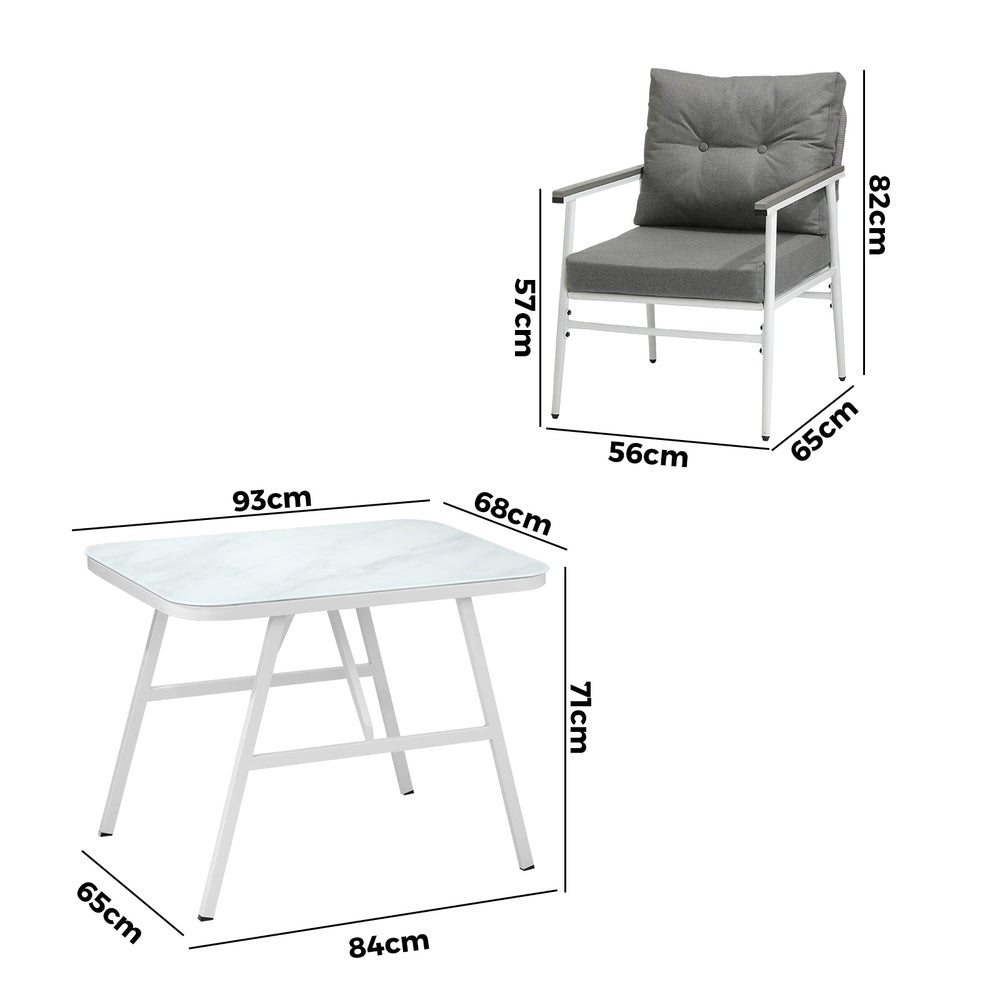 Outdoor Dining Set Marble-style Table 3 Piece