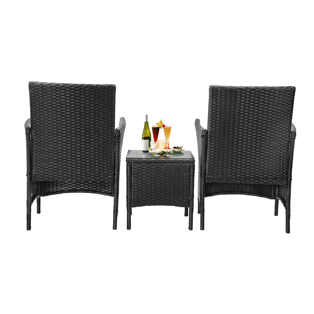 Outdoor Furniture 3 Piece Wicker Bistro Set Patio Chairs Table Garden