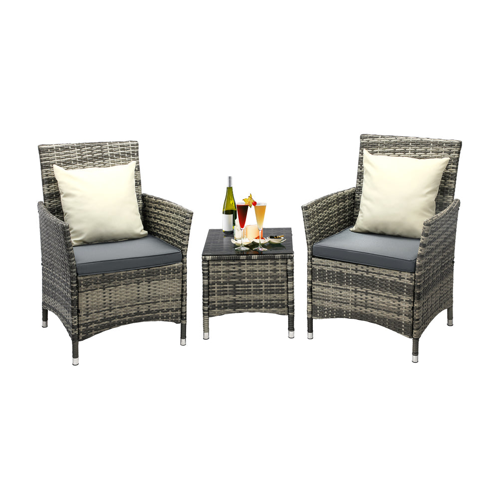 Outdoor Furniture Setting 3 Piece Wicker Bistro Set Patio Chairs Table