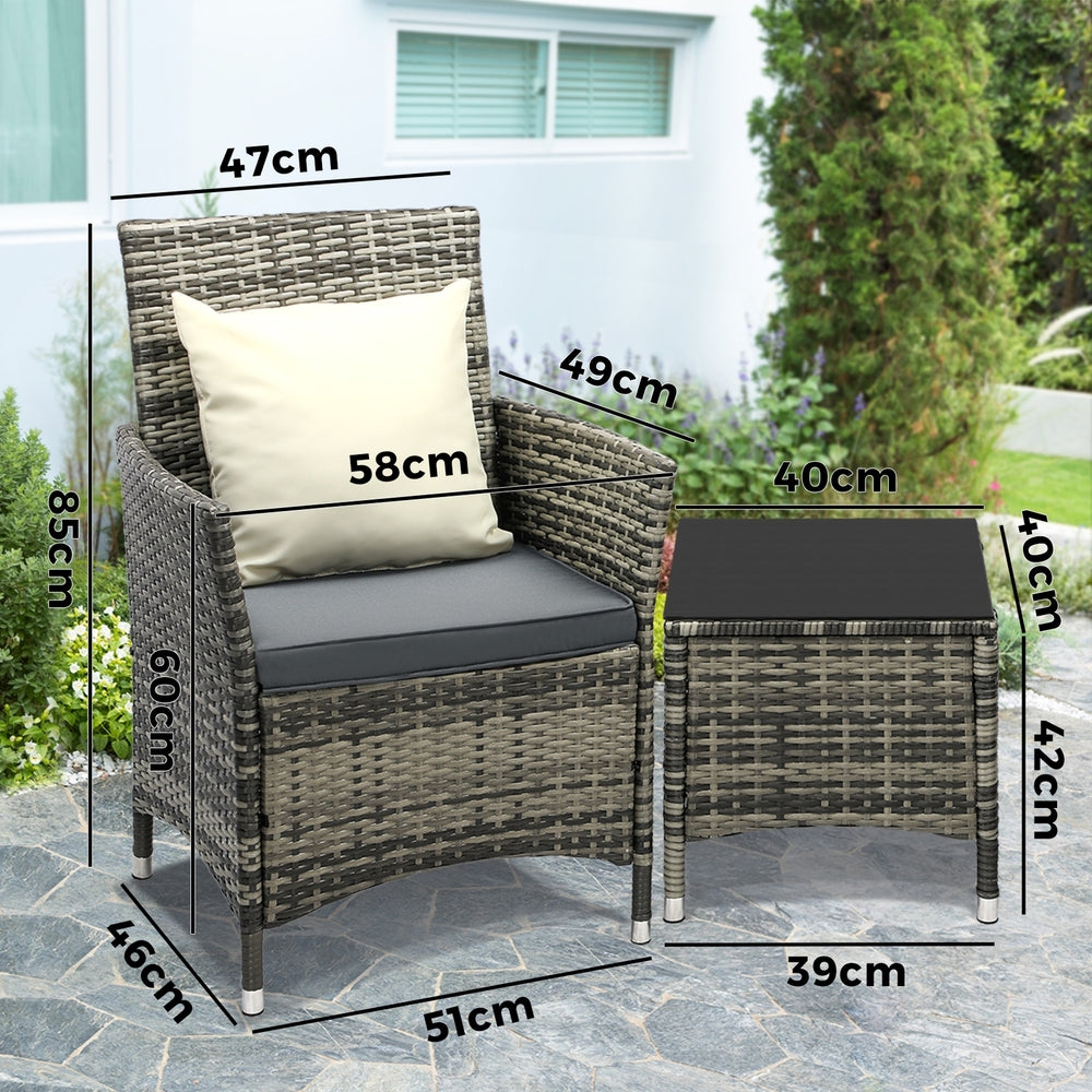 Outdoor Furniture Setting 3 Piece Wicker Bistro Set Patio Chairs Table