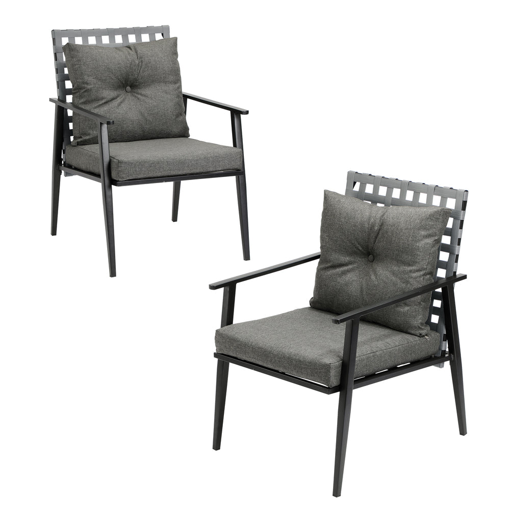 2PCS Outdoor Armchairs Rattan Backrest White