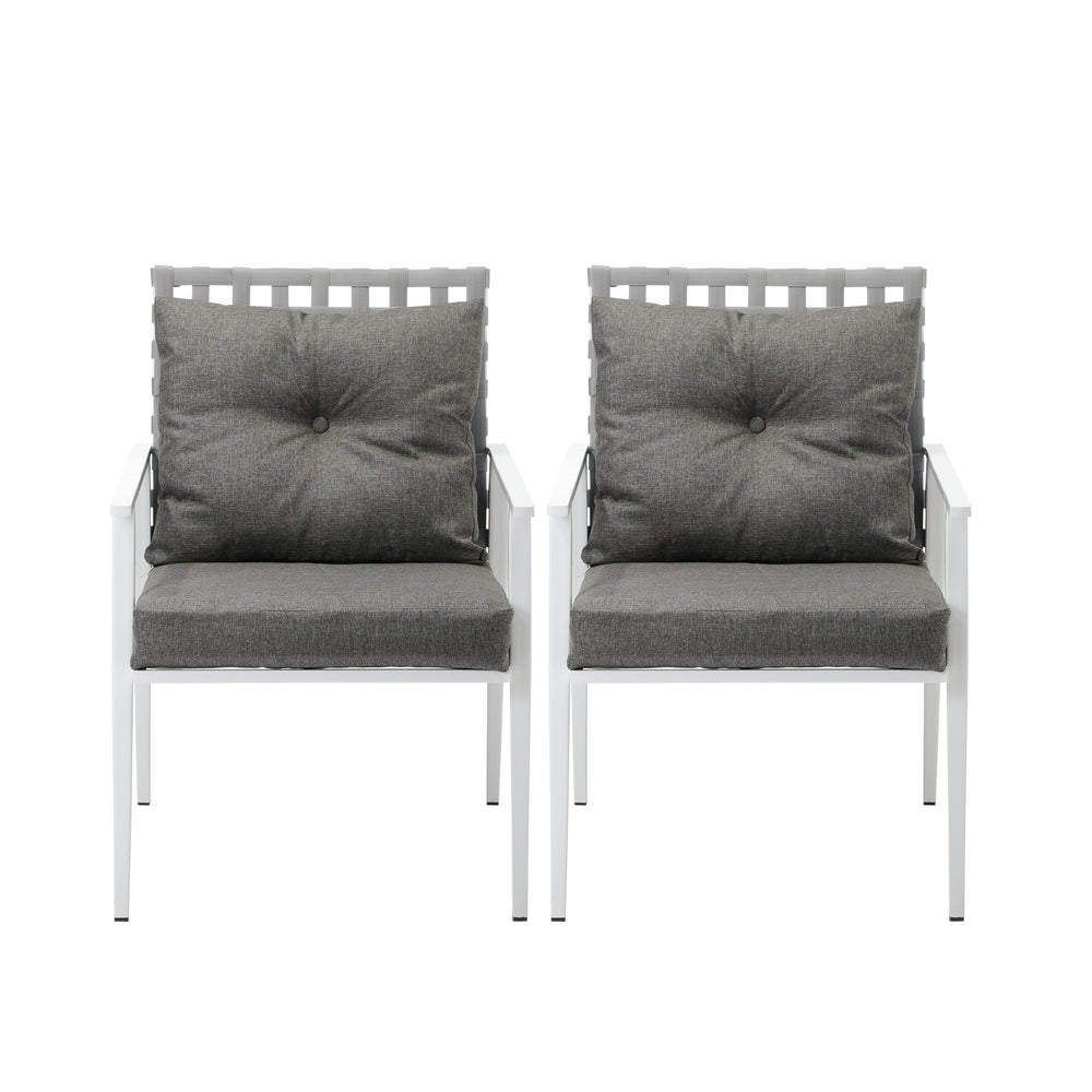 2PCS Outdoor Armchairs Rattan Backrest White