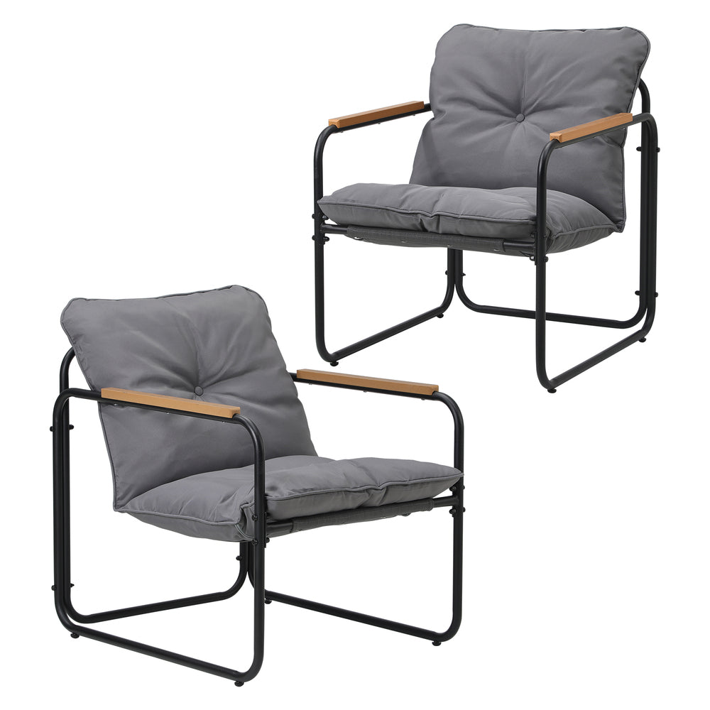 Outdoor Chairs Set Garden Patio Armchair Black/White