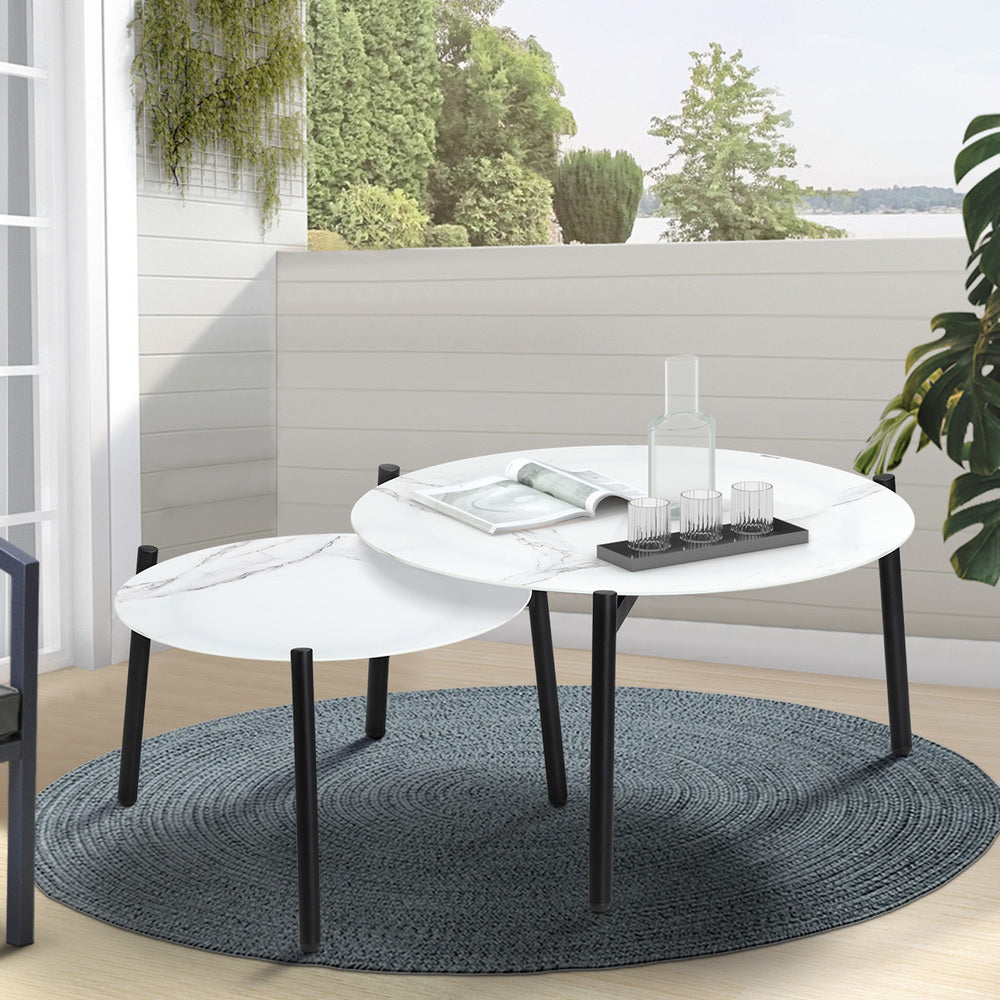 Outdoor Coffee Side Marble Table 50/70cm Round White