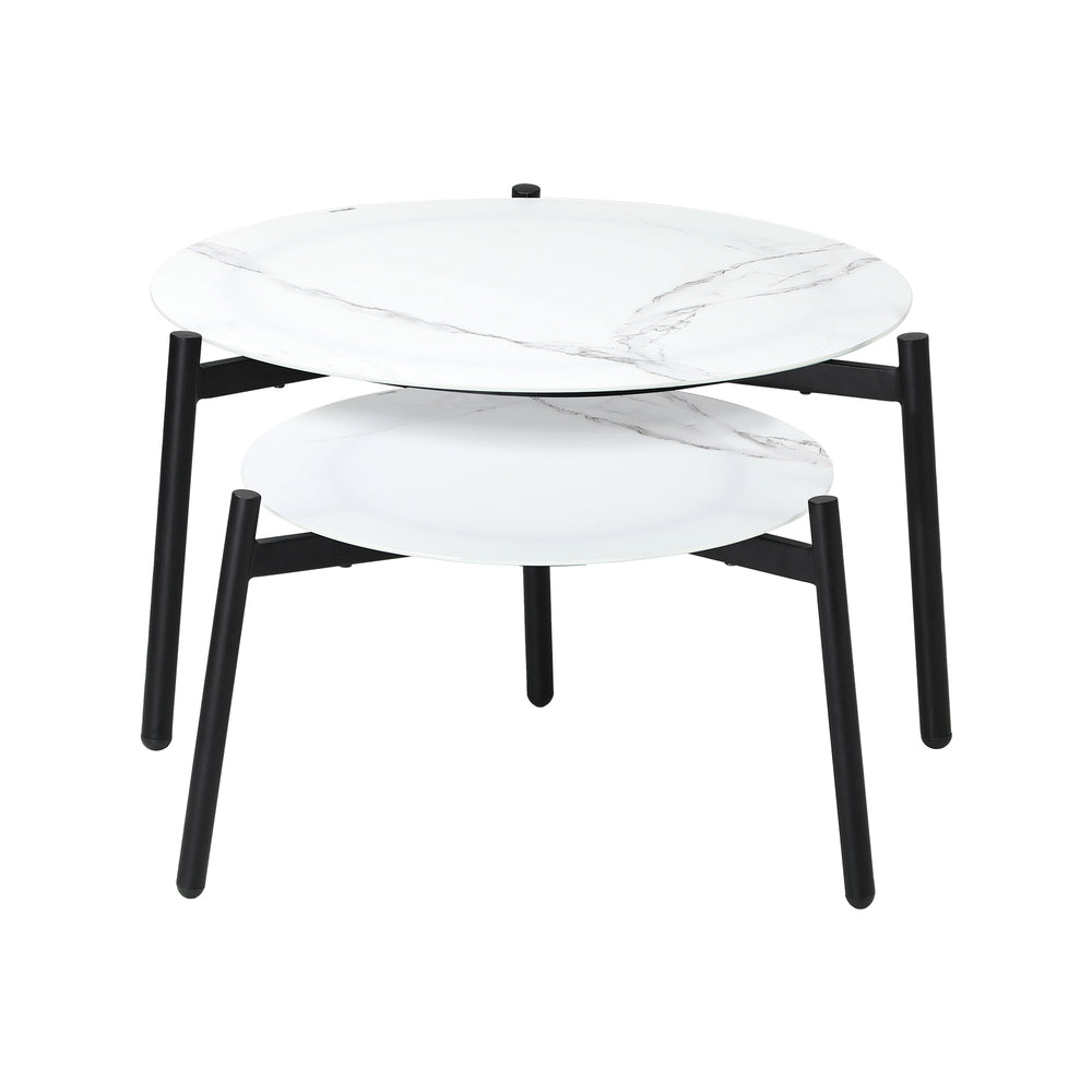 Outdoor Coffee Side Marble Table 50/70cm Round White