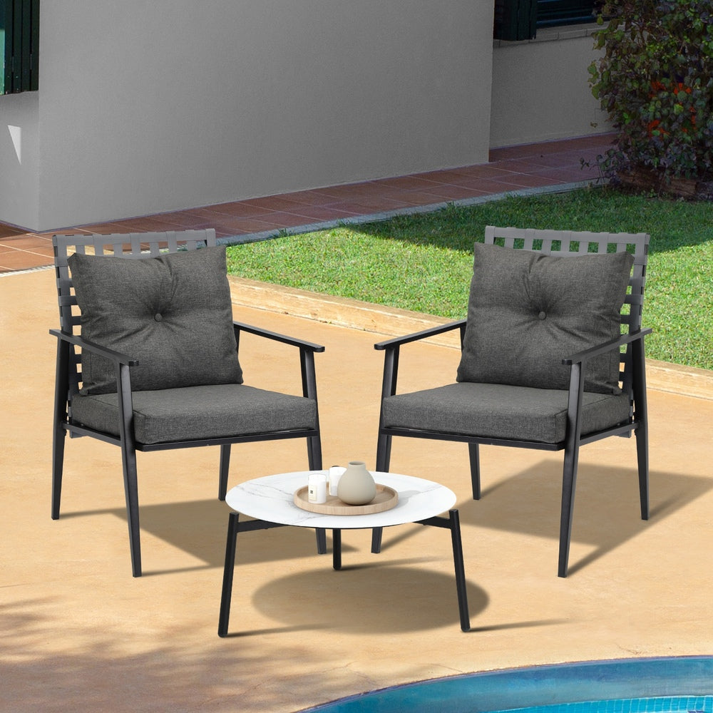 Outdoor Patio Set 50-70cm Marble Table Rattan Chairs