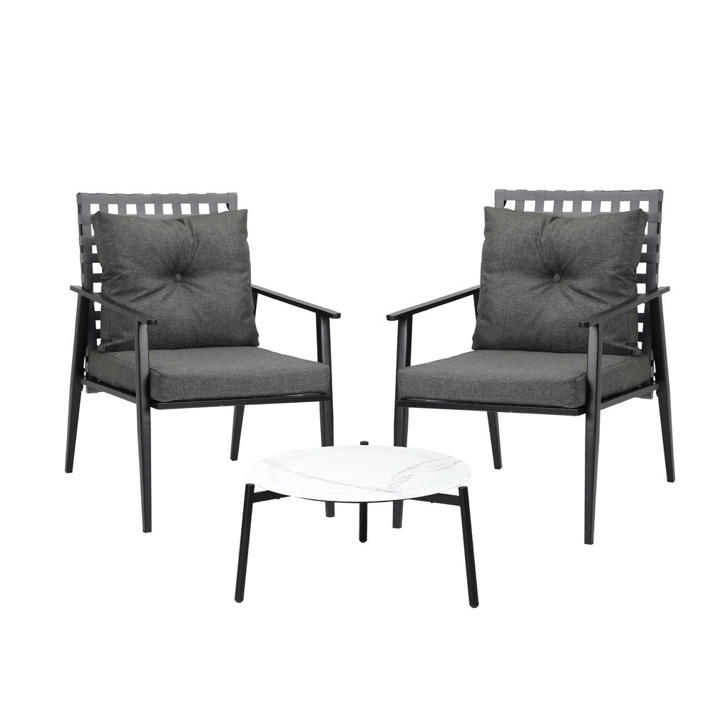 Outdoor Patio Set 50-70cm Marble Table Rattan Chairs