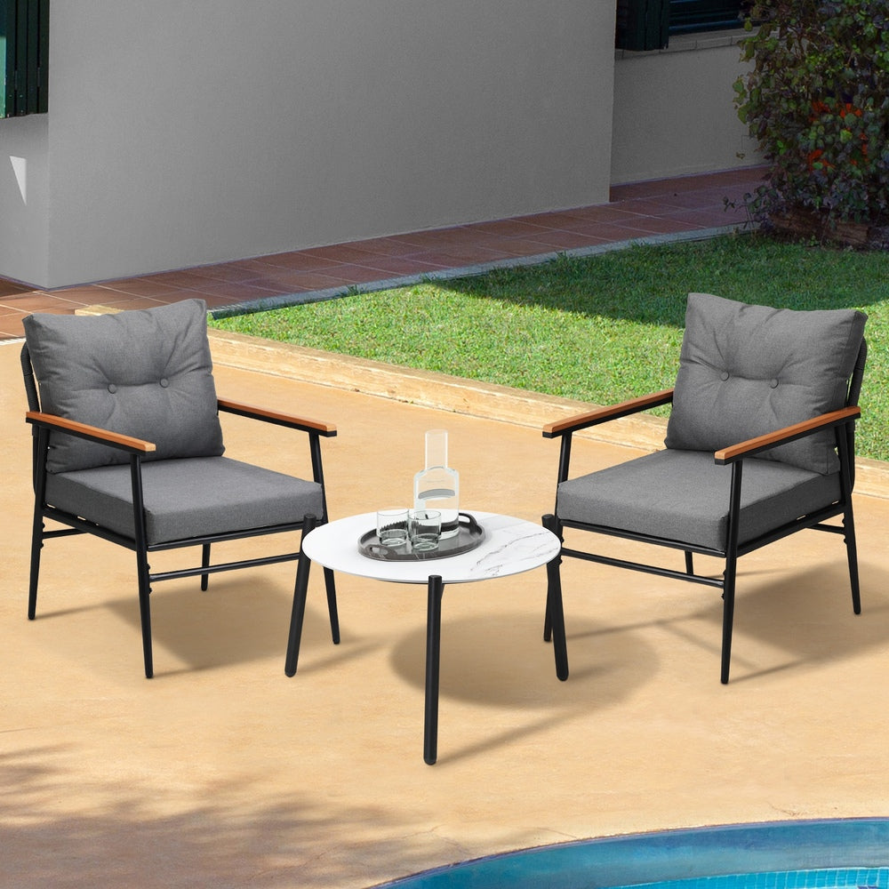 Outdoor Patio Set 50cm/70cm Table with  Armchairs