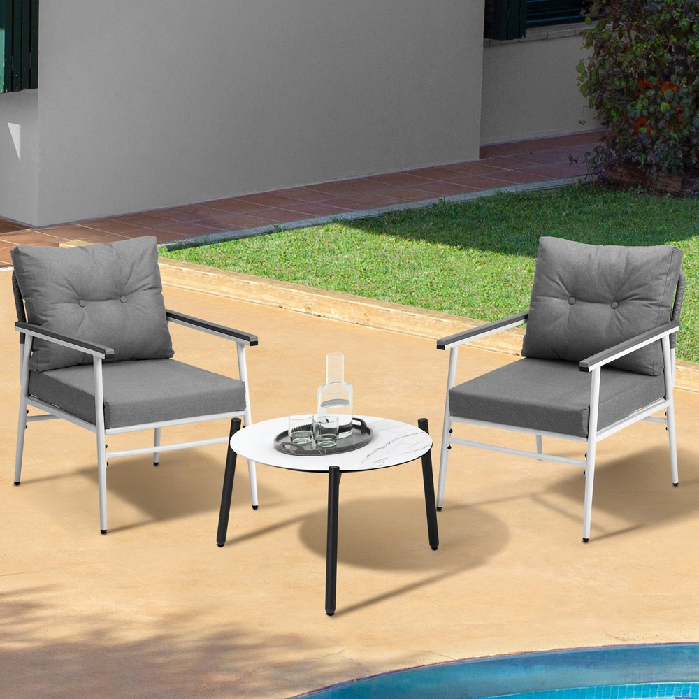 Outdoor Patio Set 50cm/70cm Table with  Armchairs