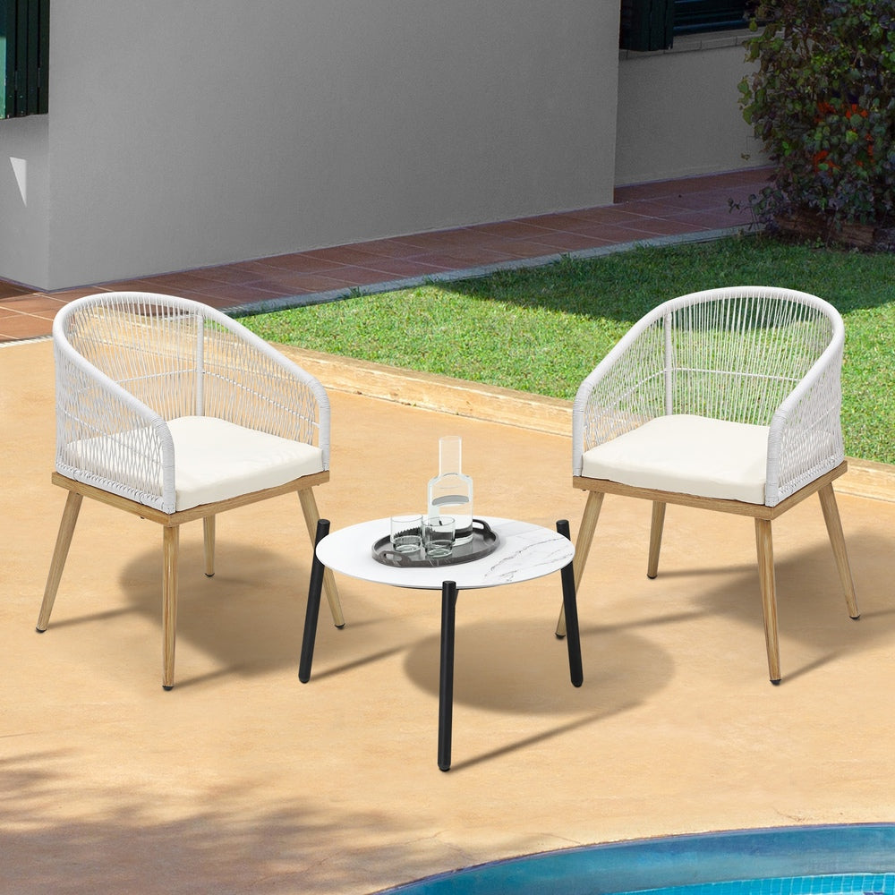 3pcs  Seater Outdoor Patio Set 50/70 cm Table Beige and Natural Chairs