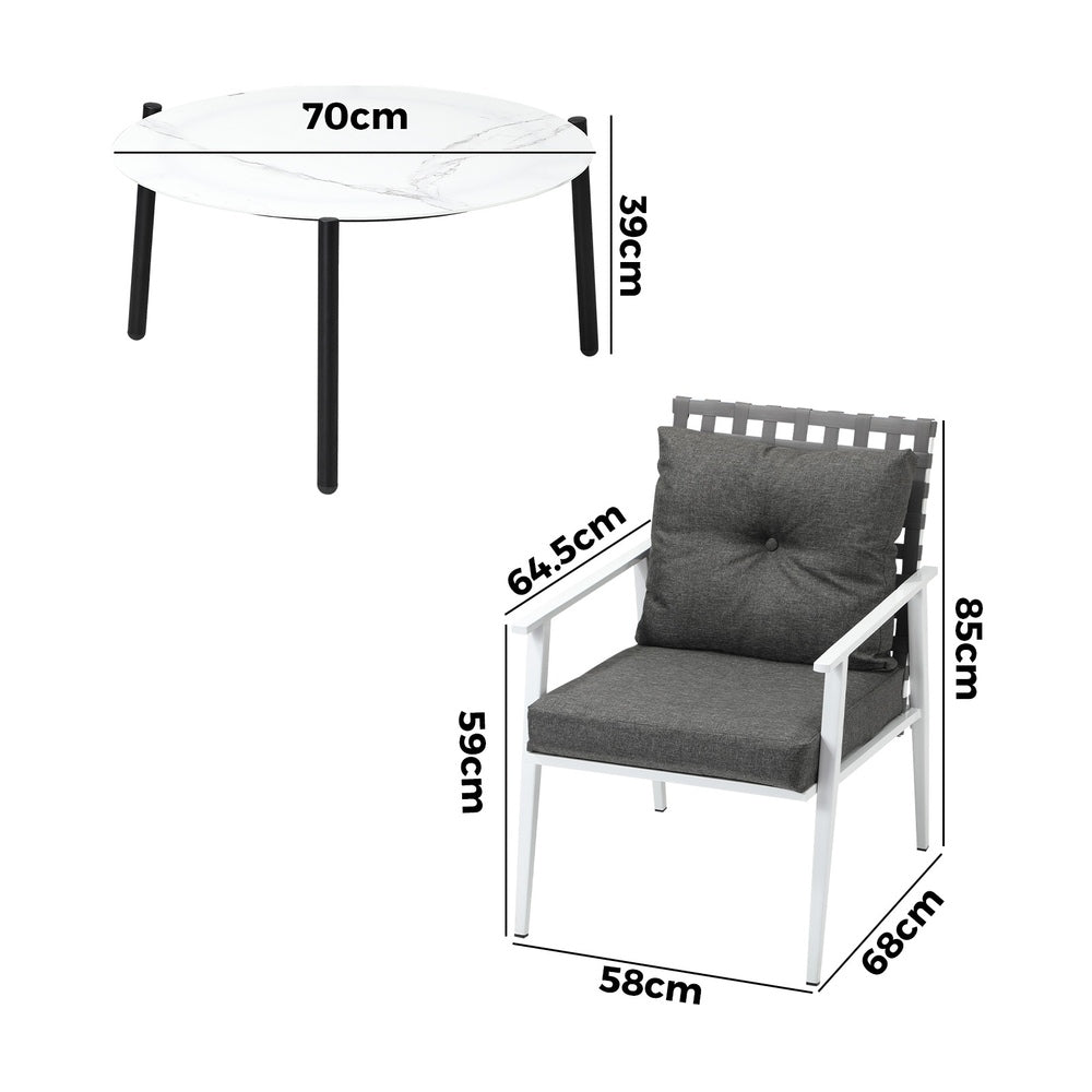 Outdoor Patio Set 50-70cm Marble Table Rattan Chairs