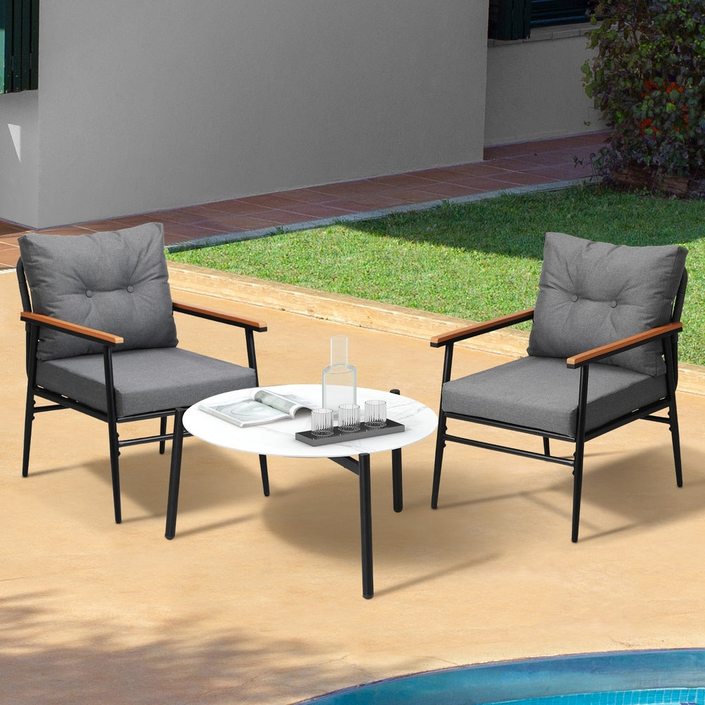 Outdoor Patio Set 50cm/70cm Table with  Armchairs