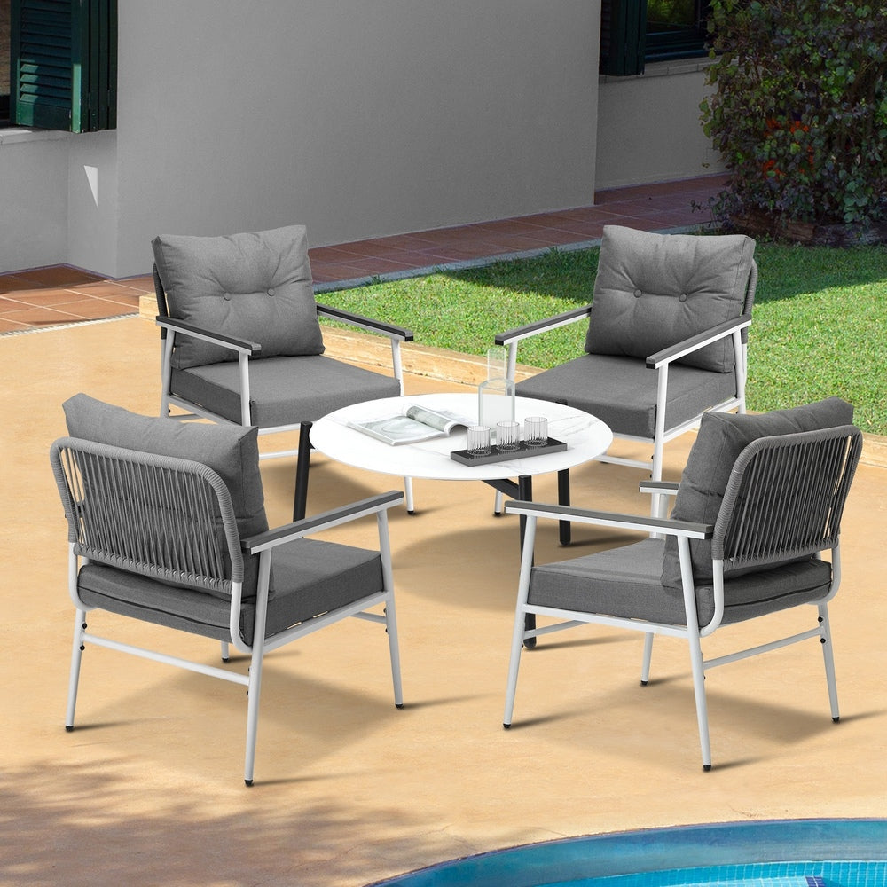 Outdoor Patio Set 50cm/70cm Table with  Armchairs