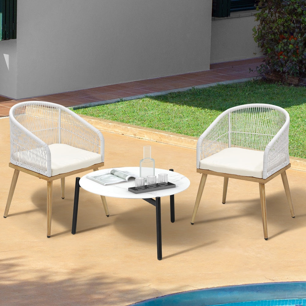 3pcs  Seater Outdoor Patio Set 50/70 cm Table Beige and Natural Chairs