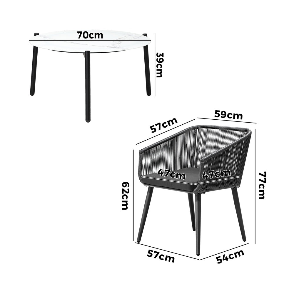 Outdoor Lounge Setting Furniture 3/5 Piece Patio Set