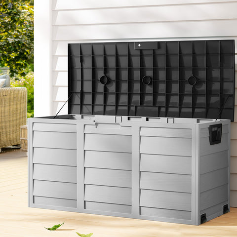 Outdoor Storage Box 290L Lockable Organiser Garden Deck Shed Tool Black