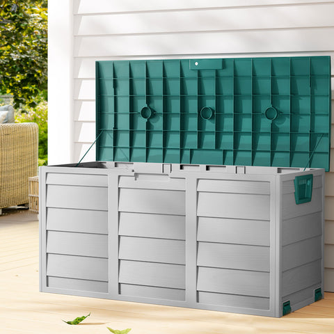 Outdoor Storage Box 290L Lockable Organiser Garden Deck Shed Tool Green