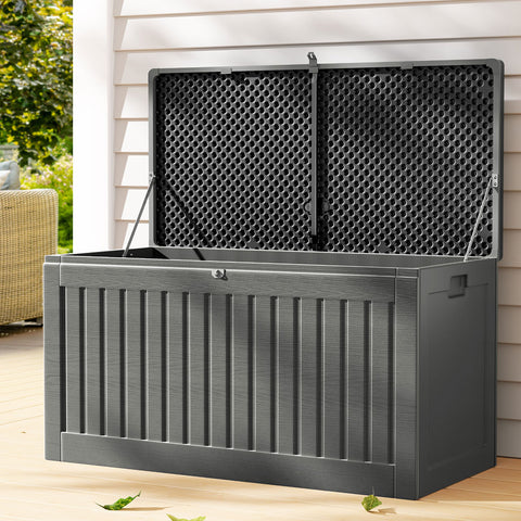 Outdoor Storage Box 270L Container Lockable Garden Bench Tool Shed Grey