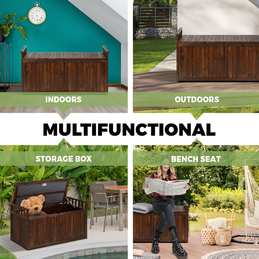 Outdoor Storage Box Garden Bench Wooden 500L Charcoal